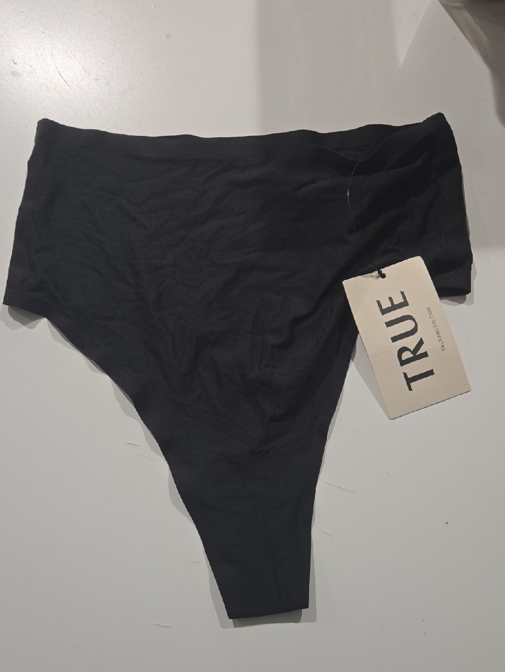True & Co. Black High-Cut Thong Panties